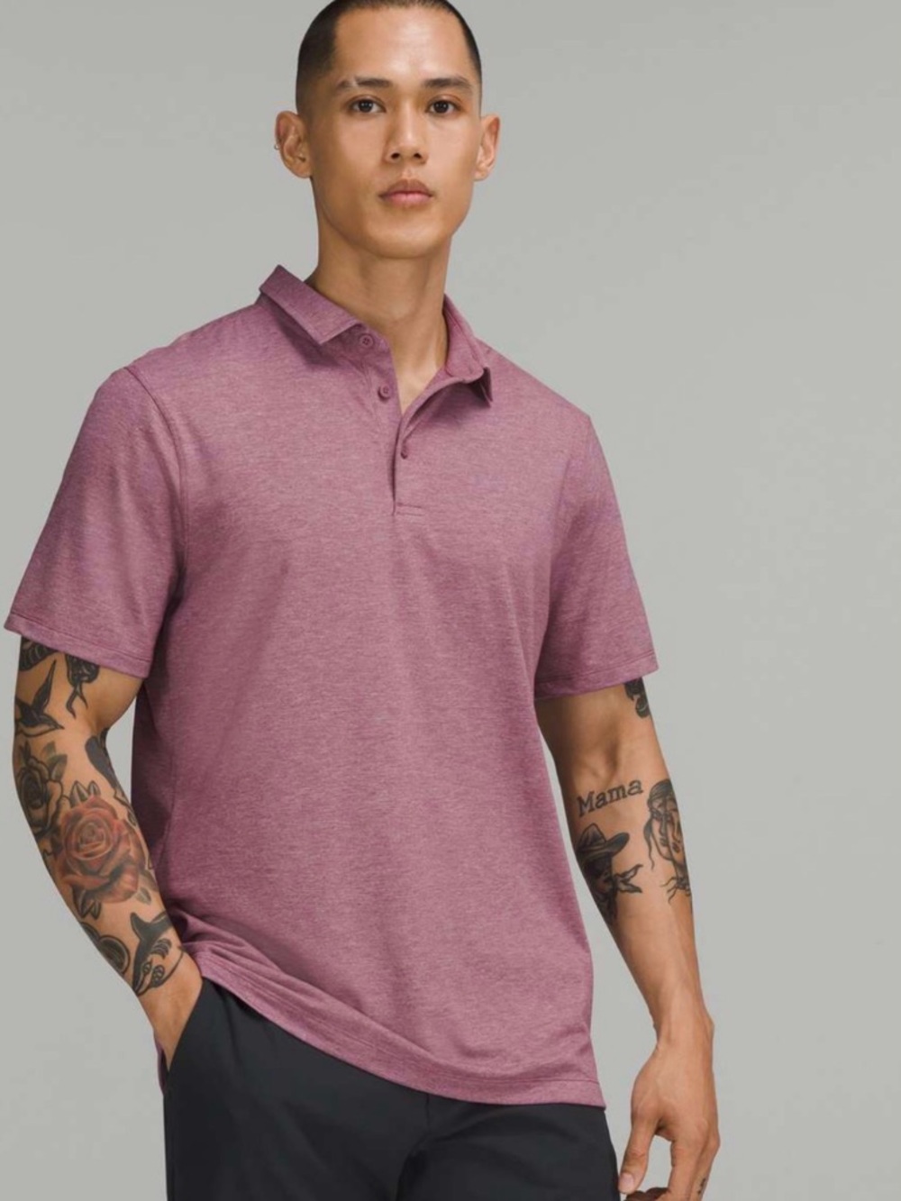 Men’s Lululemon Evolution Short Sleeve Polo Shirt Heathered Vintage Plum SZ XL